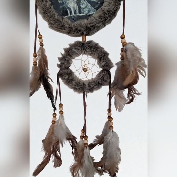 Wolf Dreamcatcher with Feathers (EUC) - Picture 3 of 6